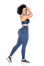 Load image into Gallery viewer, NC0083 Legging Deportivo Color Azul con Faja Interna Moldeadora Efecto Push UP
