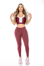Load image into Gallery viewer, NC0085 Legging Deportivo Levanta Cola-Burgundy con Faja Interna Moldeadora
